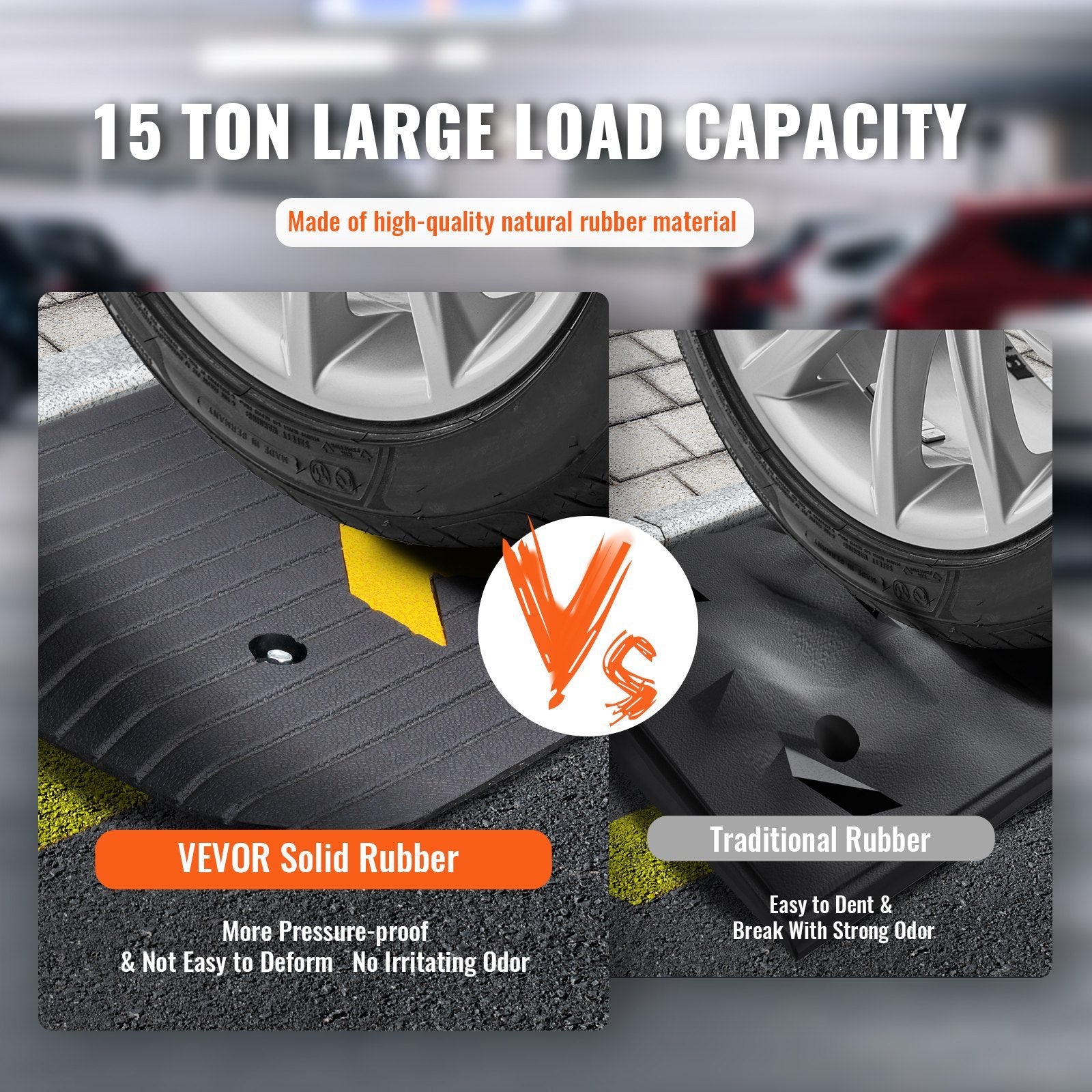 VEVOR Upgraded Rubber Threshold Ramp — 15 Ton Heavy-Duty Curb Ramp (Black)
