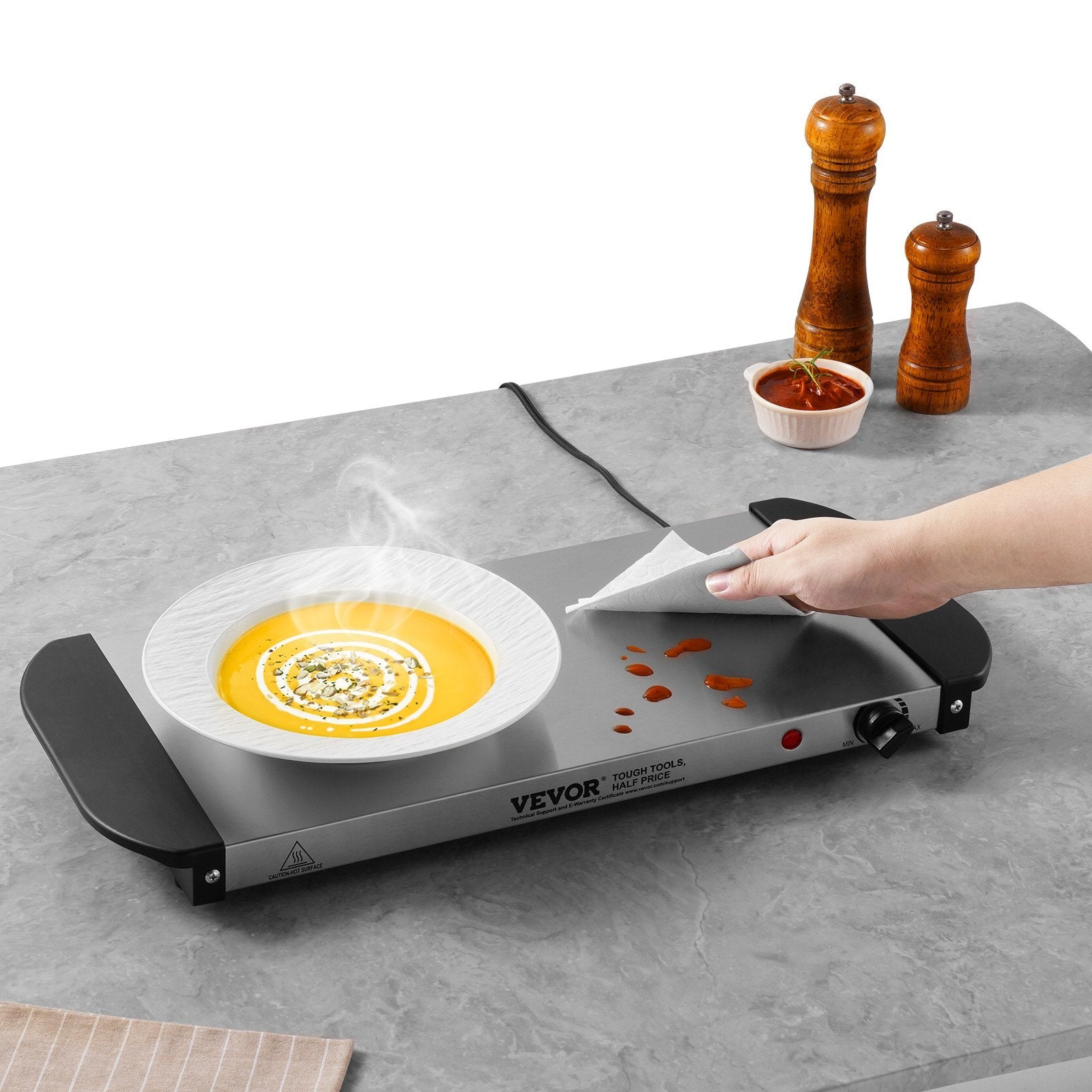 VEVOR Electric Warming Tray Buffet Food Warming with Temperature Control, Stainless Steel