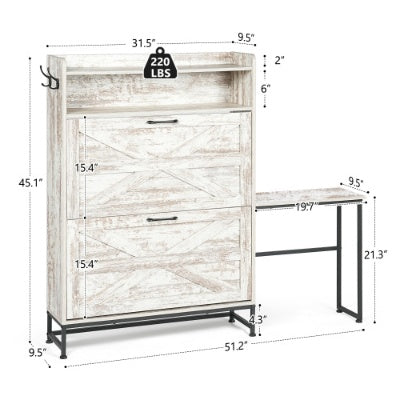 Shoe Cabinet, Entry Home Shoe Cabinet, Entrance Balcony Storage Cabinet, Large Capacity Shoe Rack, White