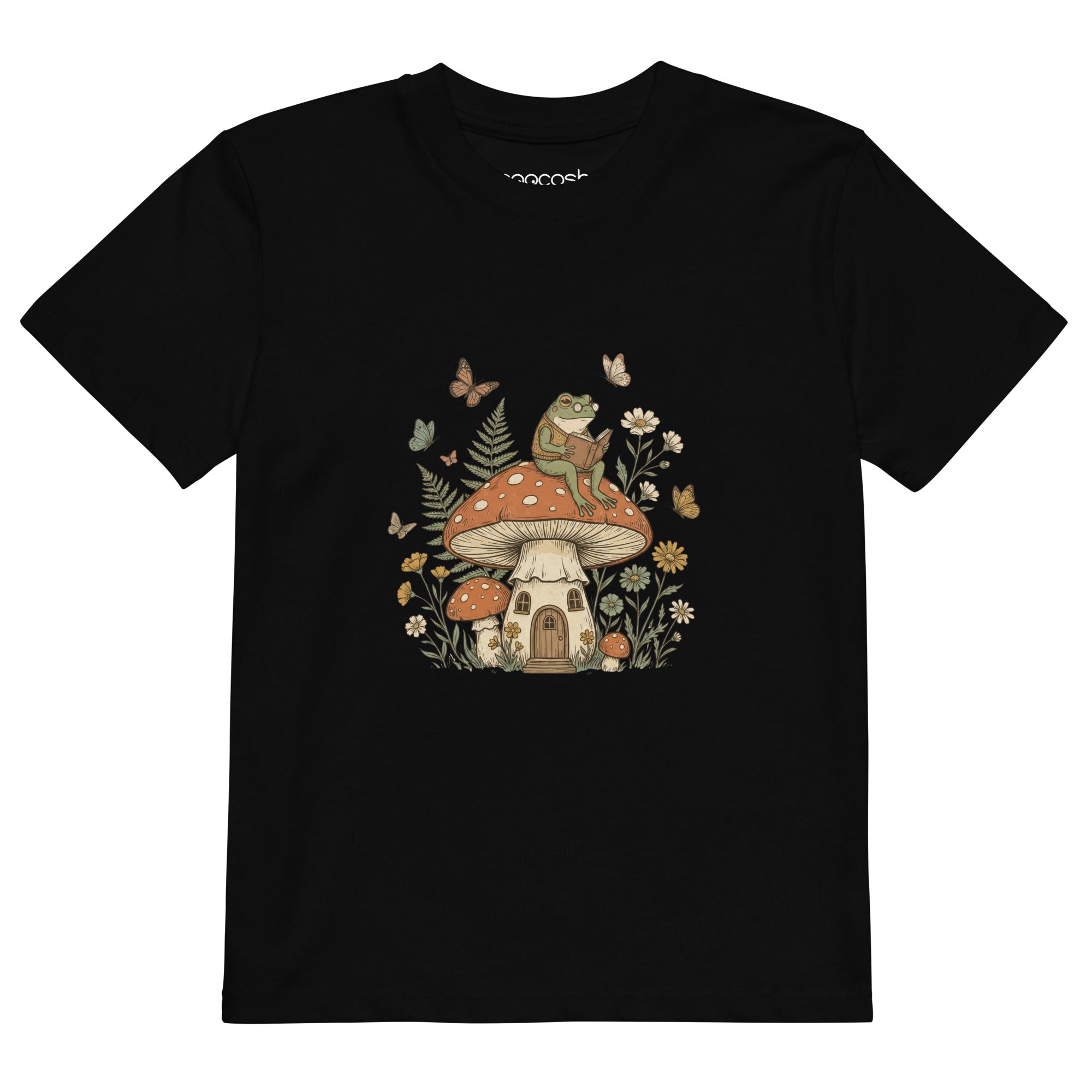 Reading Frog Mushroom House Organic Cotton Kids T Shirt - View 2