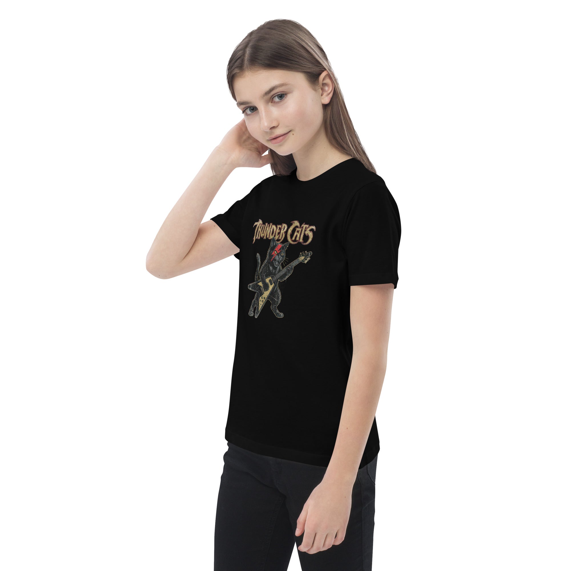 Coocosh children's t-shirt with a fun electric guitar graphic made from organic cotton, perfect for little music enthusiasts.