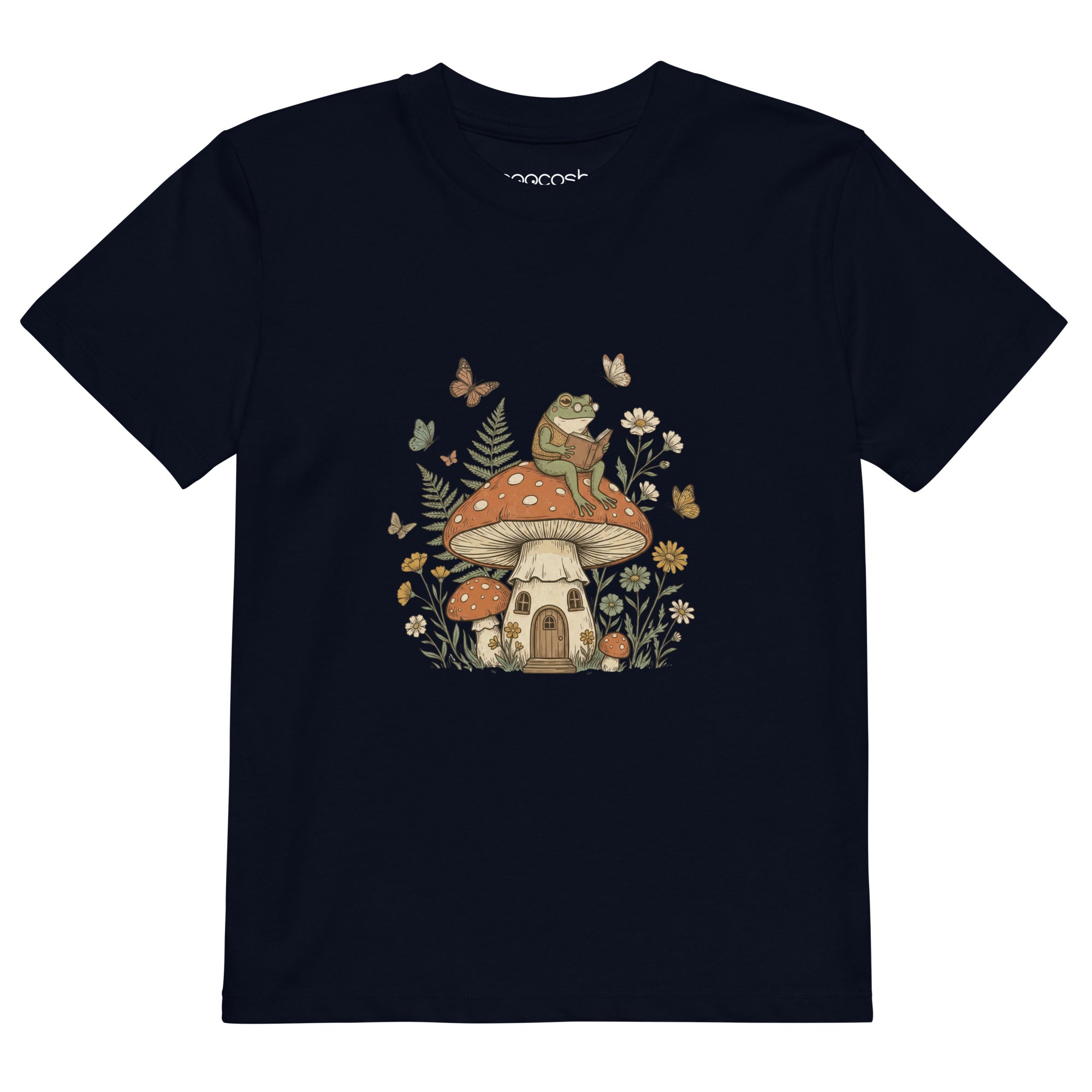 Reading Frog Mushroom House Organic Cotton Kids T Shirt - View 3