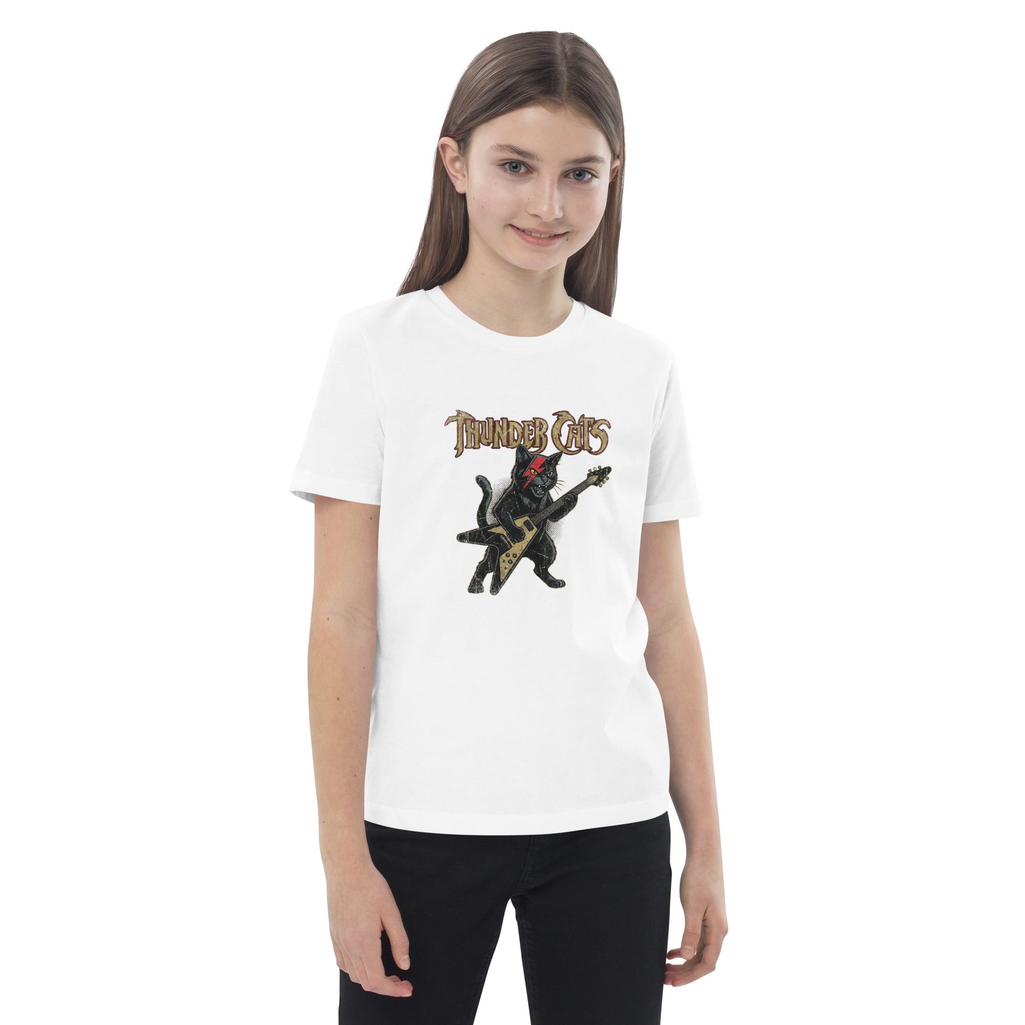 Coocosh kids t-shirt in medium fit, crafted from organic cotton, featuring an eye-catching rock motif in red suitable for everyday adventures.