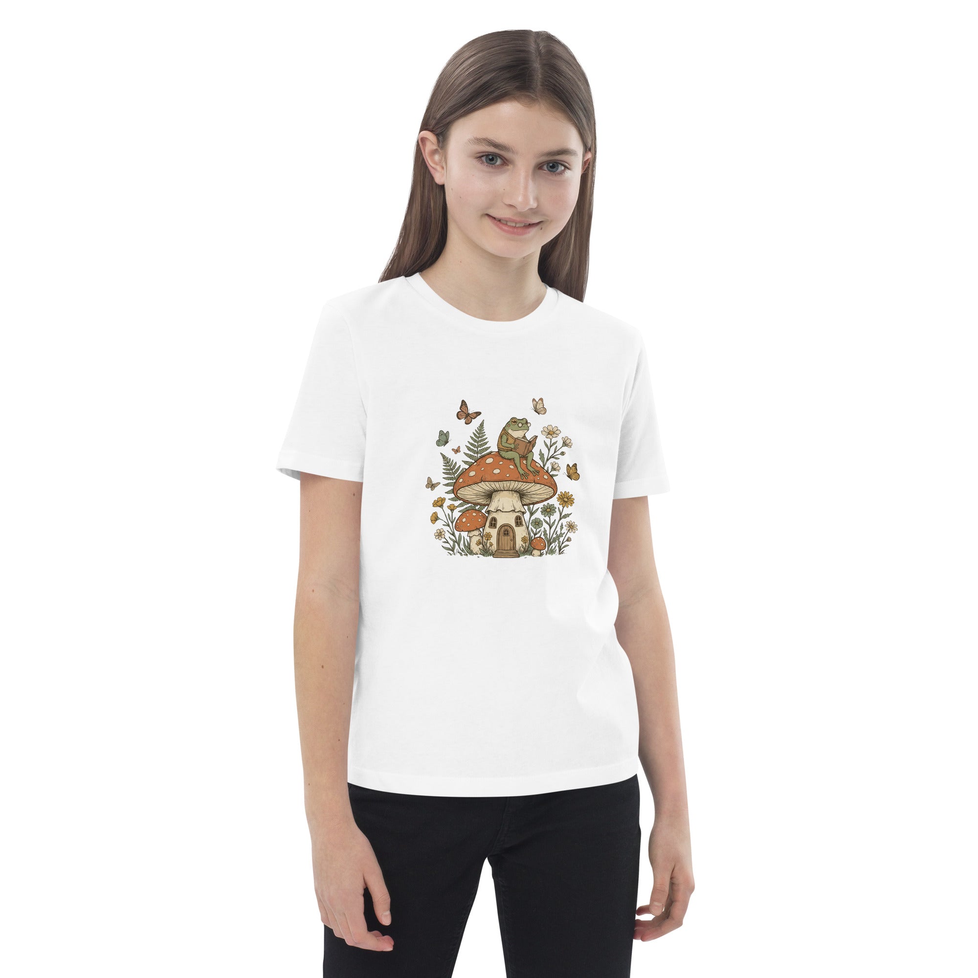 Reading Frog Mushroom House Organic Cotton Kids T Shirt - View 9
