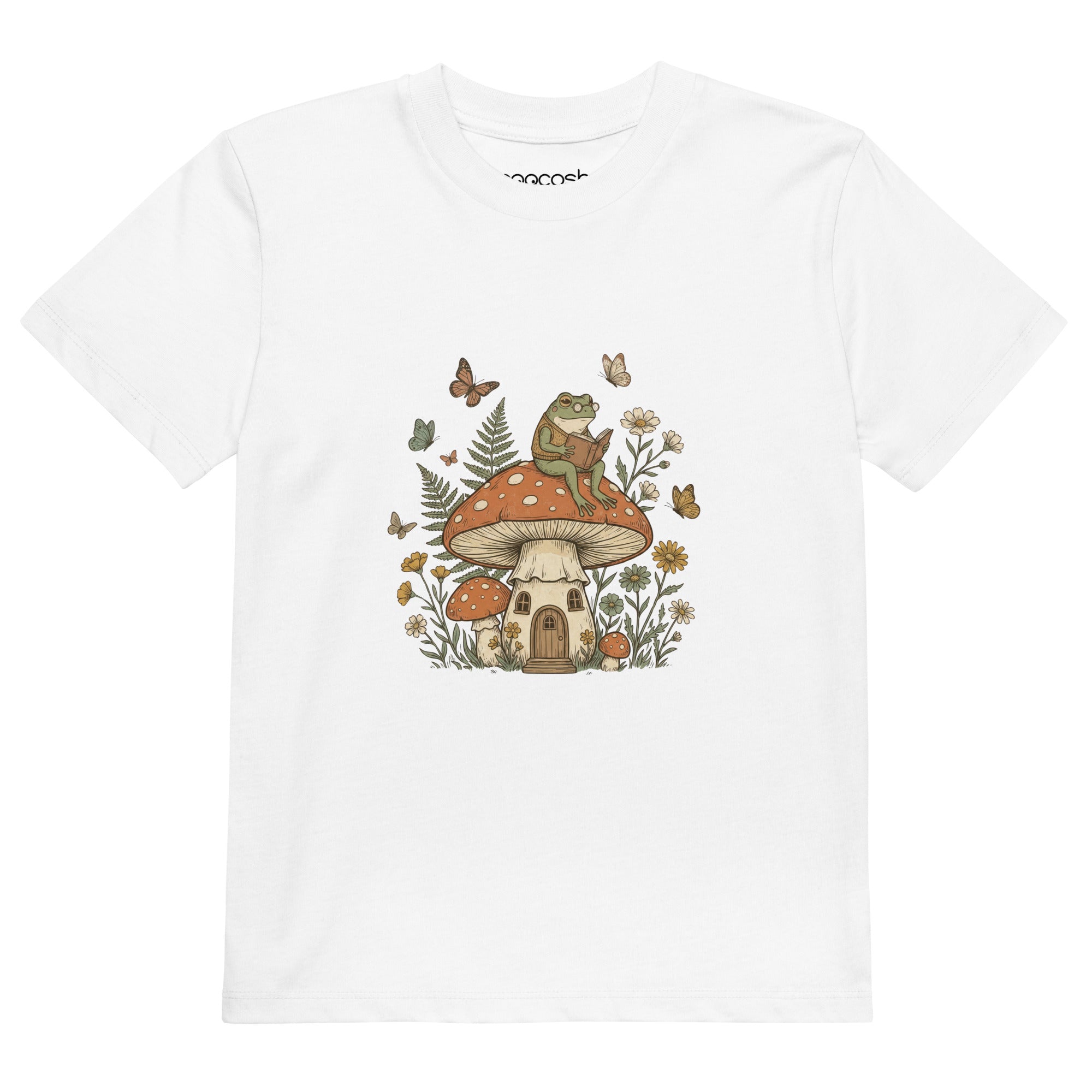 Reading Frog Mushroom House Organic Cotton Kids T Shirt - View 4