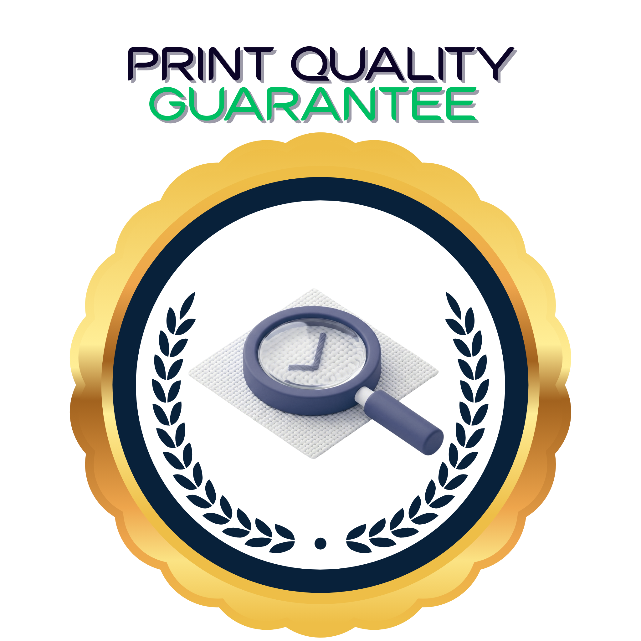 Print quality guarantee badge