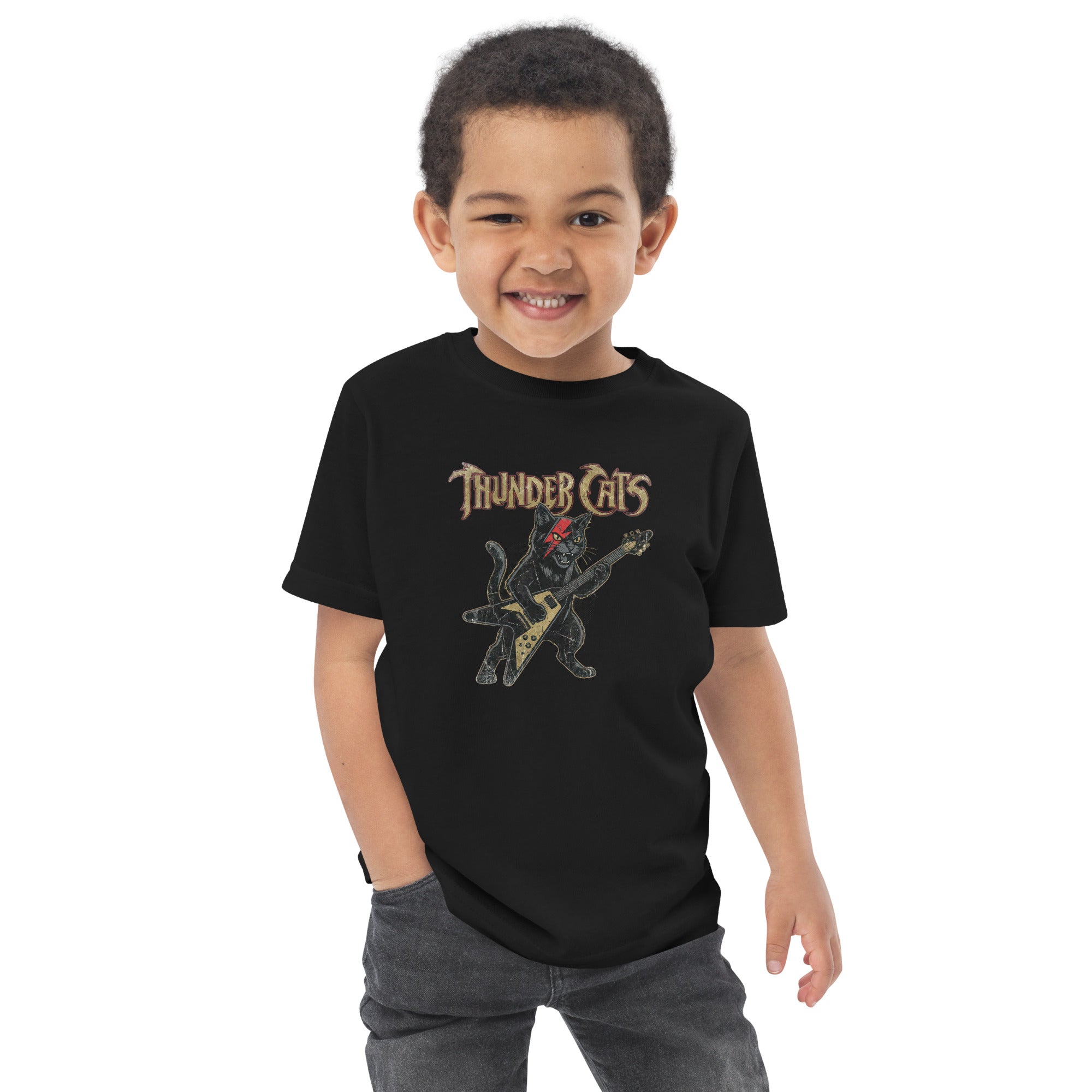 Lightning Bolt Rocker Cat Toddler Jersey T Shirt - View 31
