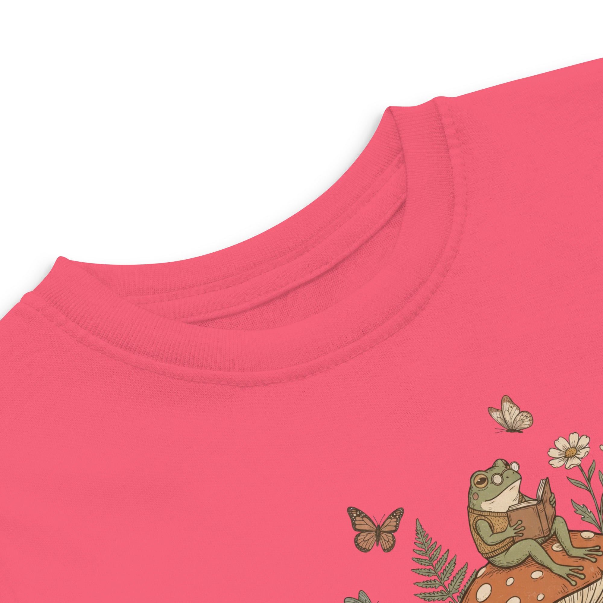 Coocosh whimsical bodysuit featuring bright butterflies and a playful frog design, made from premium soft cotton in cheerful blue, great for outings.