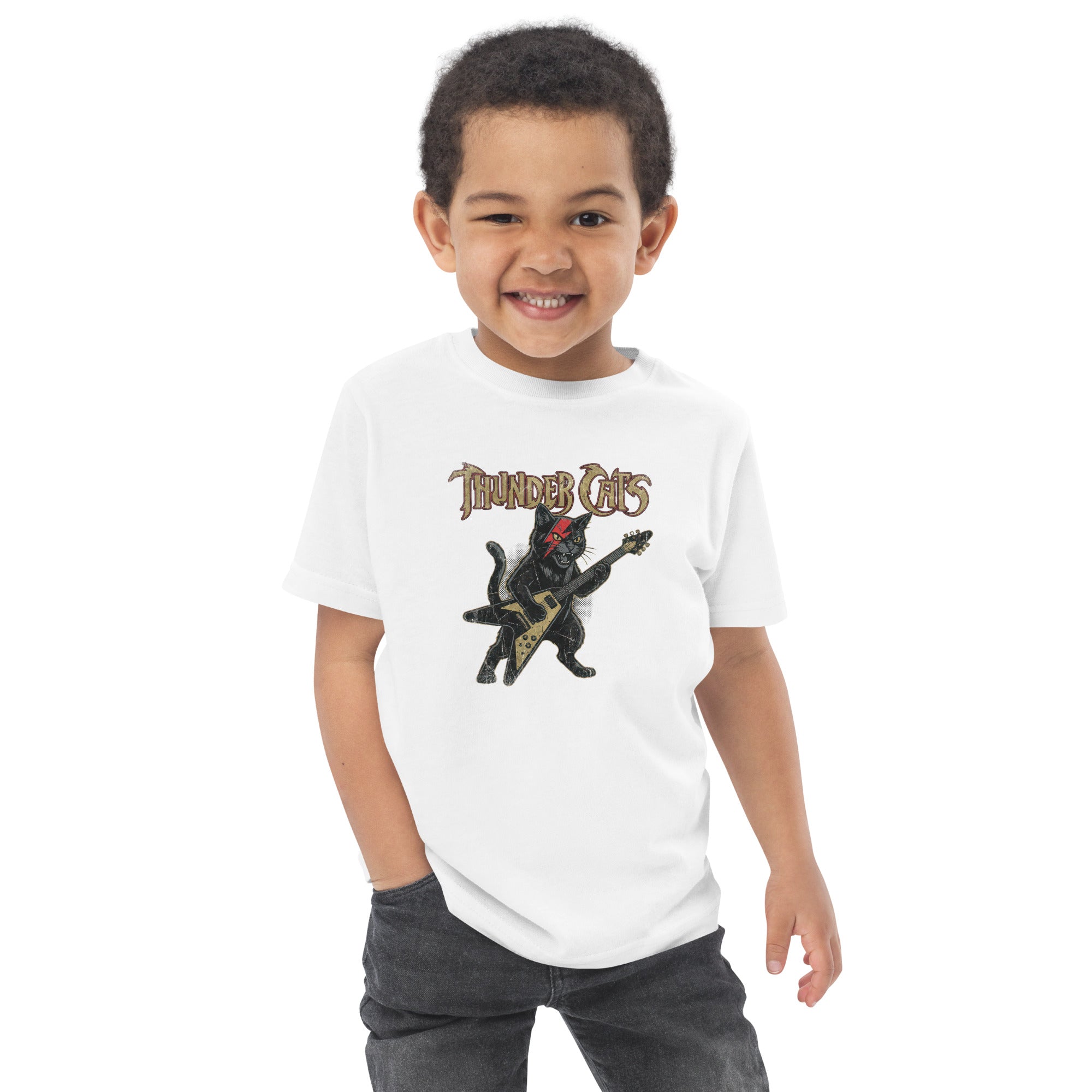 Lightning Bolt Rocker Cat Toddler Jersey T Shirt - View 36