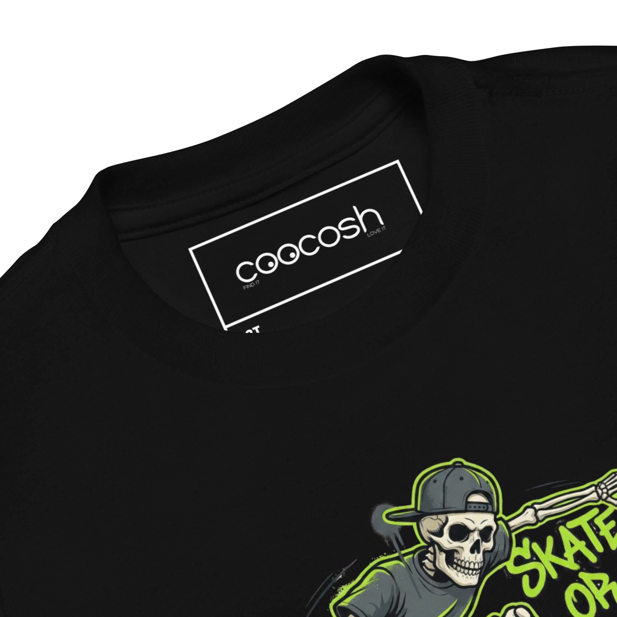 The Coocosh short sleeve lime green t-shirt features a cool skeleton skater graphic, designed for stylish toddler outings.
