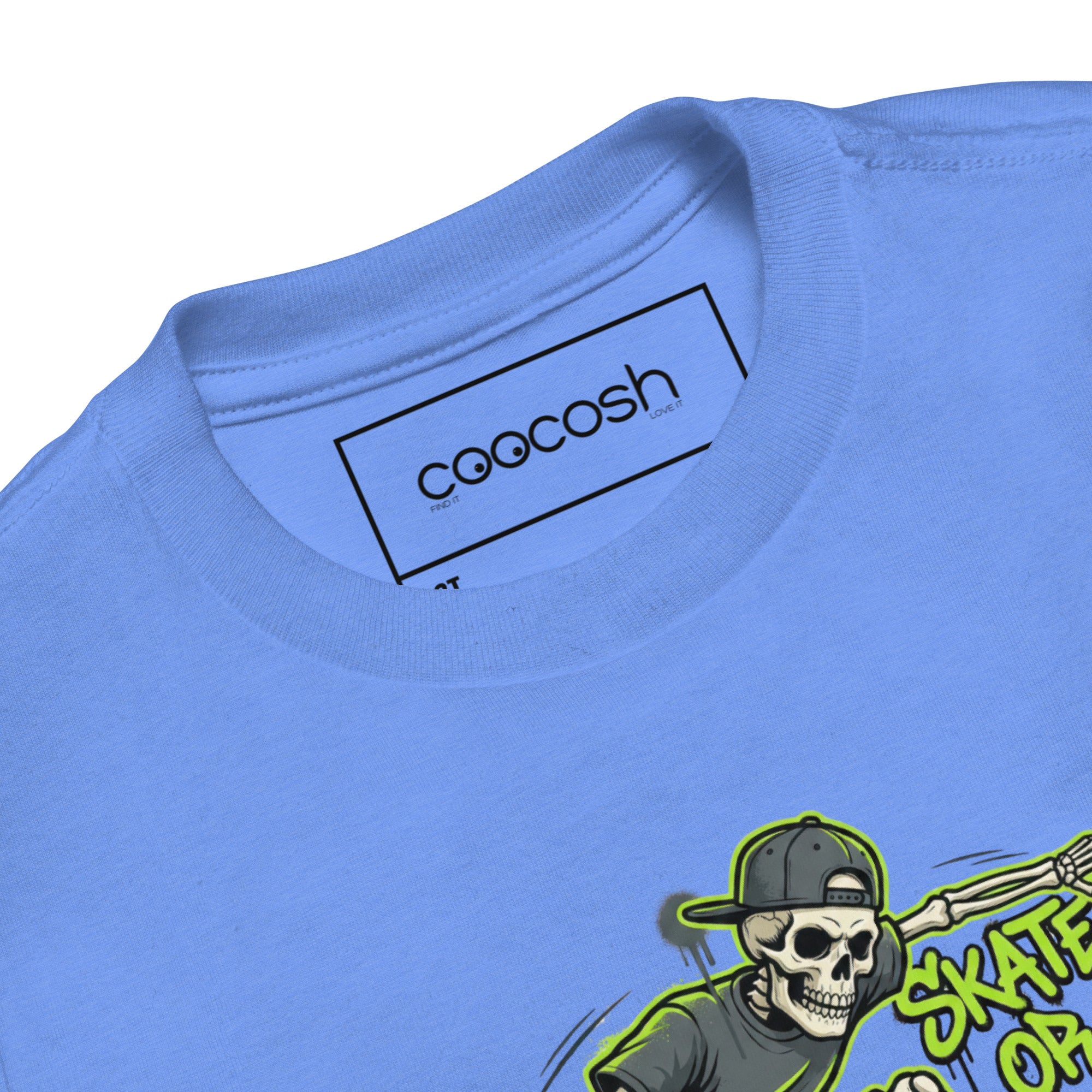 Coocosh brings this bright toddler tee in lime green to life with an engaging skeleton skater graphic, perfect for young creatives.