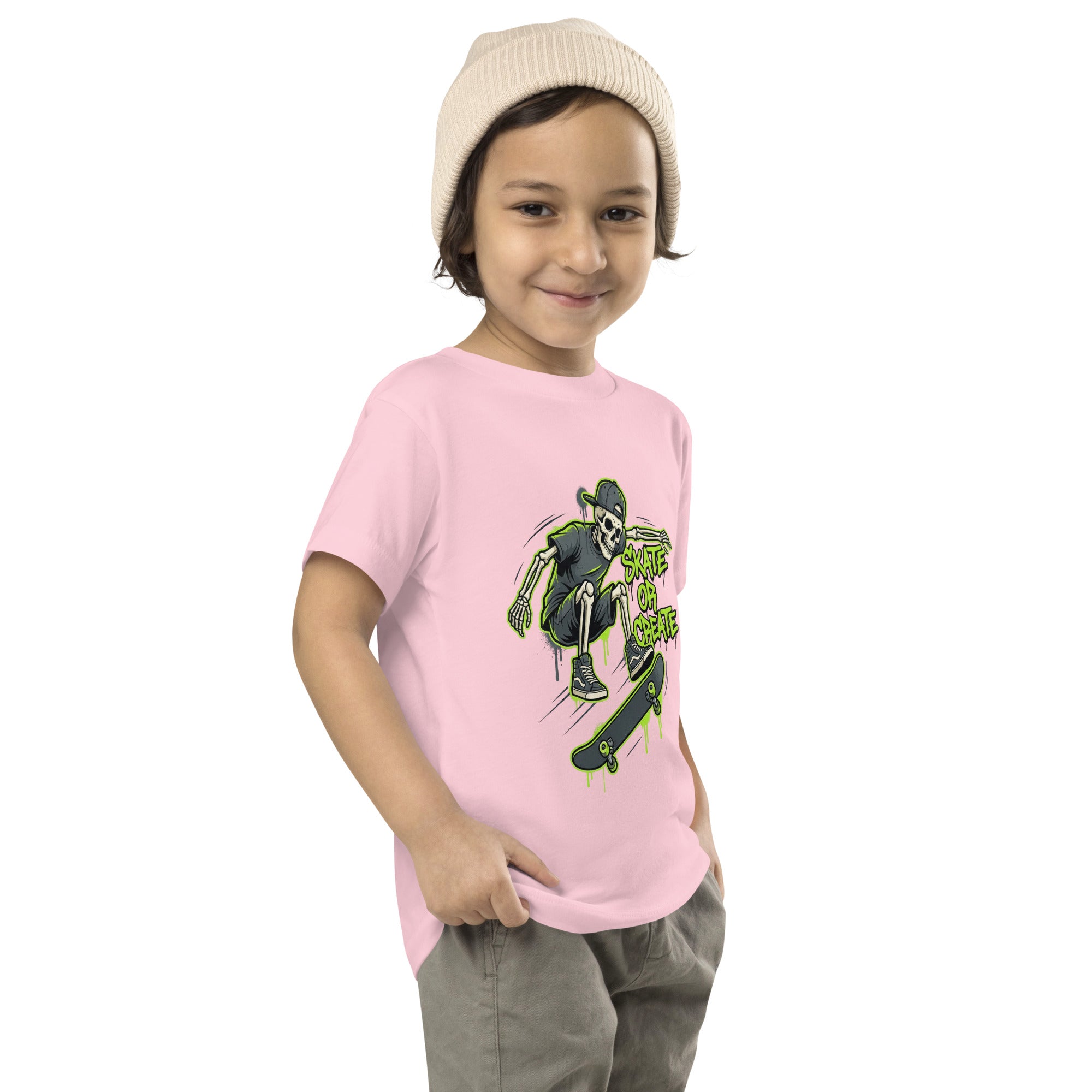 This Coocosh shirt combines soft cotton with a cool skeleton skater design, tailored for toddlers who love creative expression.