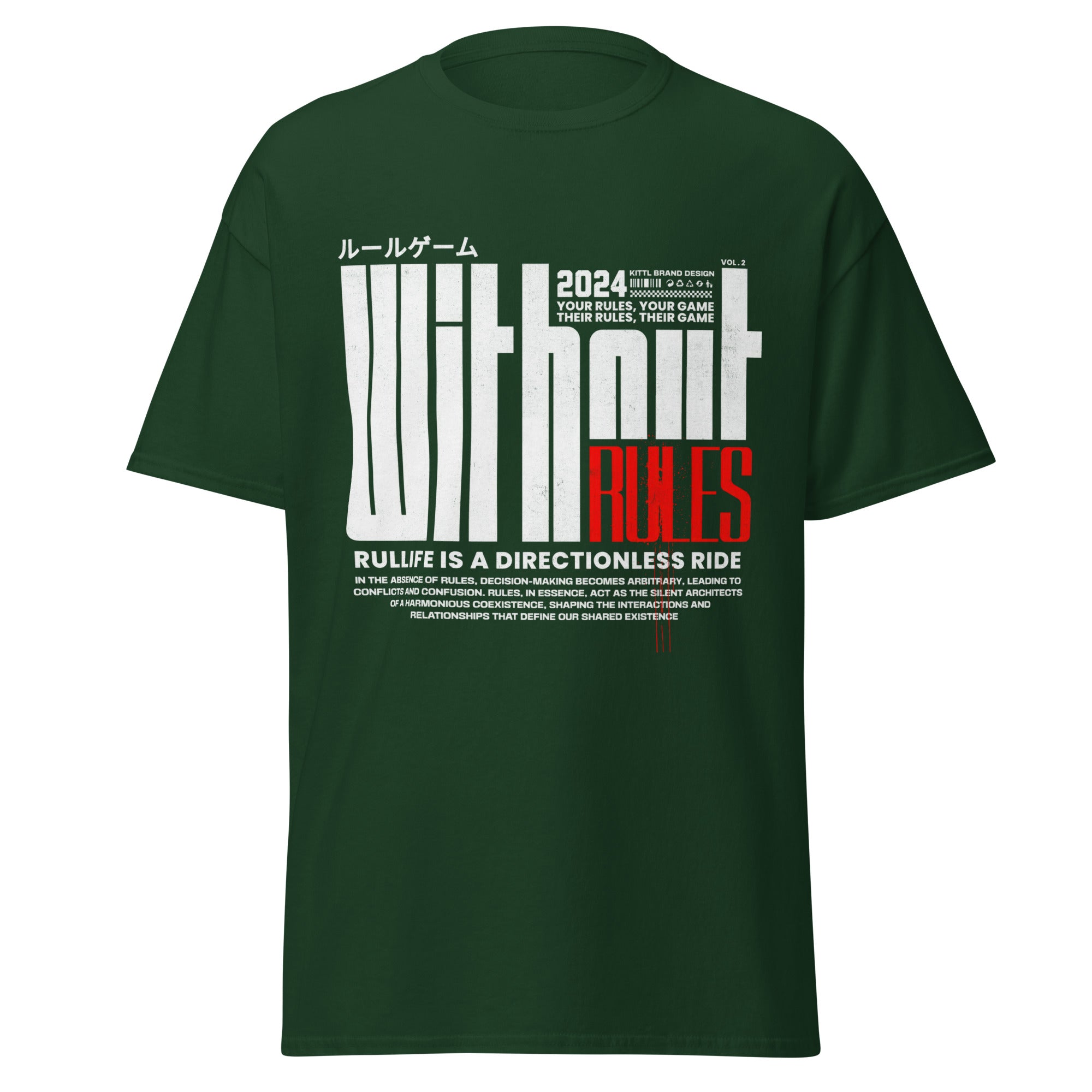 Coocosh green unisex classic tee featuring the bold message "Without" embodies a statement of freedom and self-expression, crafted from 100% breathable cotton for ultimate comfort, ideal for layering in streetwear or casual settings.