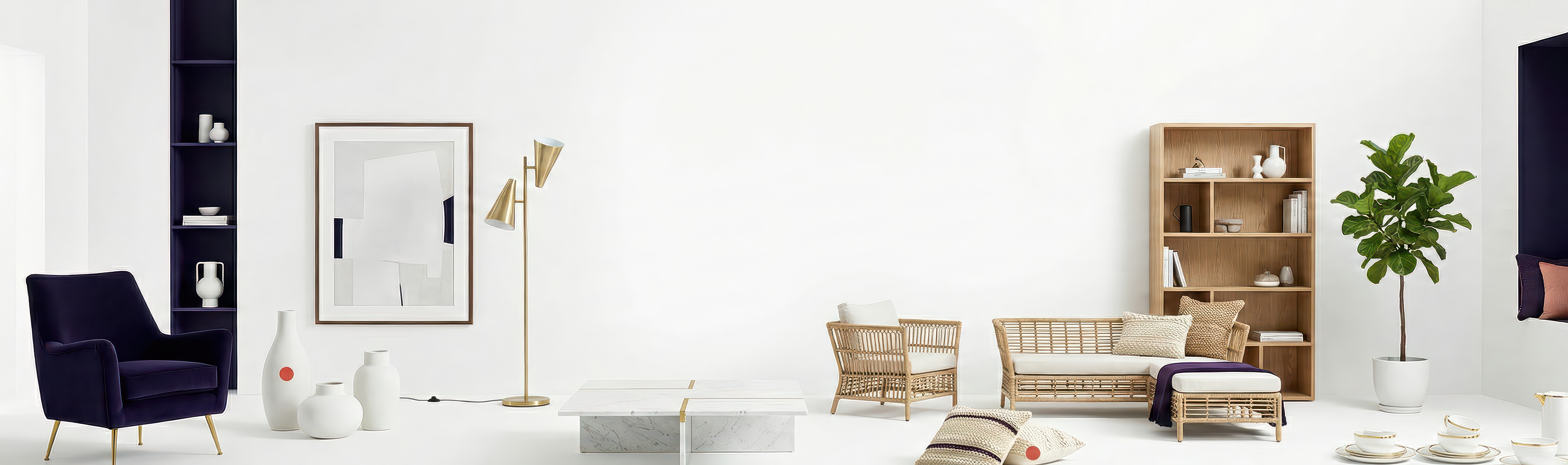 Modern living room with furniture and decor